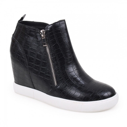 Side Zip Hidden Wedge Sneakers