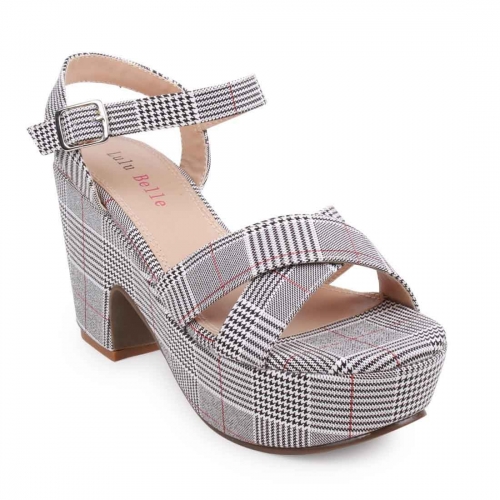 Criss Cross Strap Platform Chunky Heels