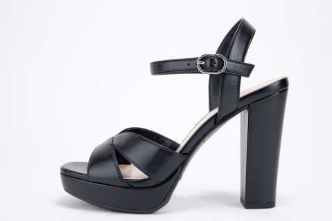 Buckle Criss Cross Platform Block Heels