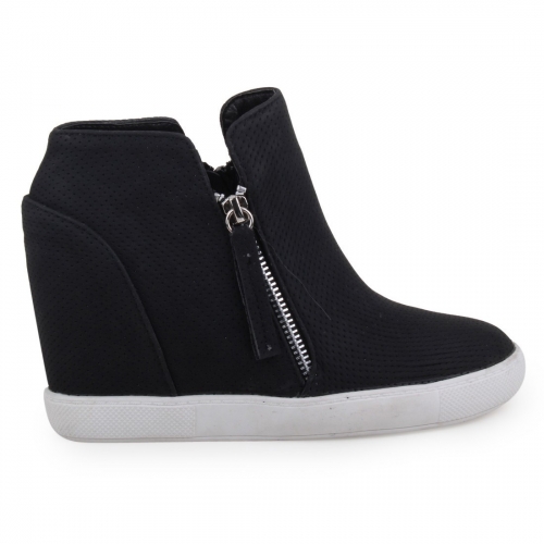 Zipper High top Hidden Wedge Sneakers