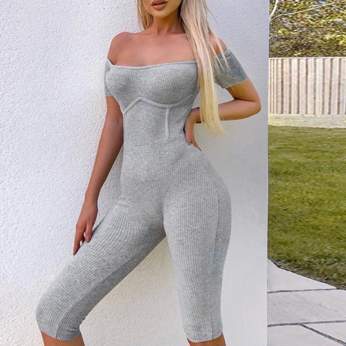 Gray Ribbed Jumpsuit