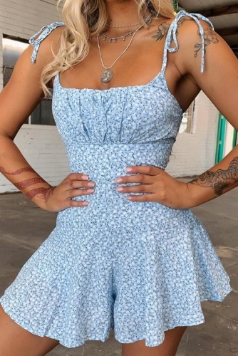 Blue Floral Romper