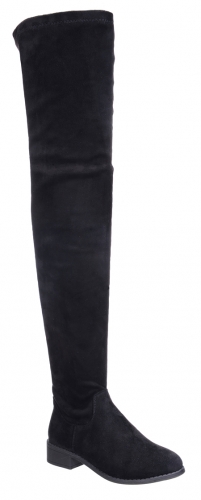 Suede Low Heel Thigh High Boots