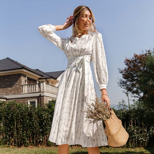 Floral Long Sleeve Midi Dress