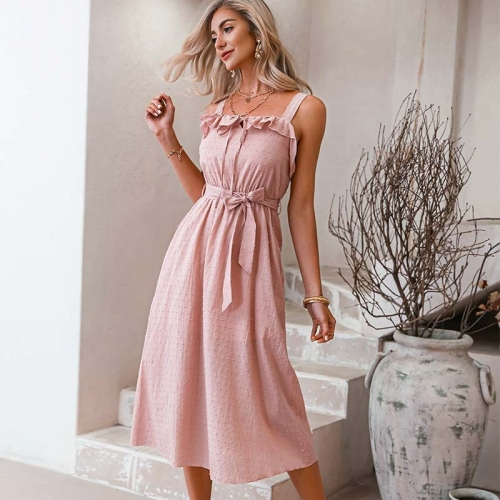 Square-neck Ruffled Maxi Dress