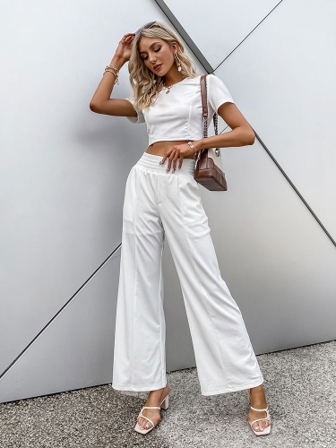 Cropped T-Shirt & Trousers Two Piece Set