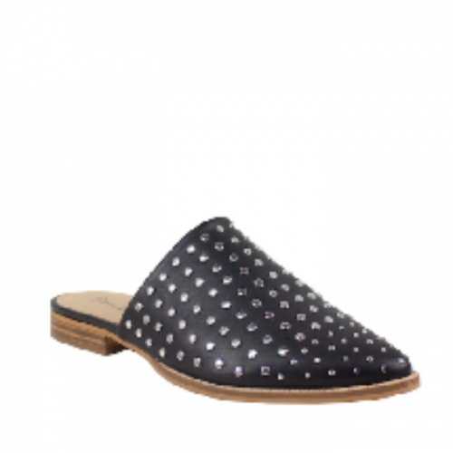 Pointed Studded Slip-on Flat Mules