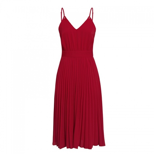 High Waist Pleated Cami Dress