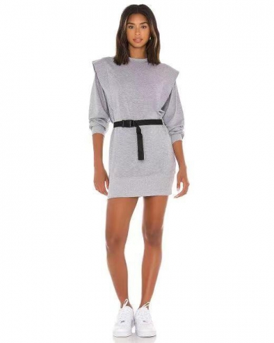 Long Sleeve Waistband Sweat Dress