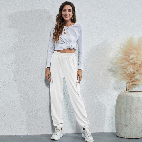 Flap Pocket Elastic Waist Sweat Pants