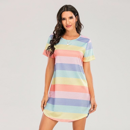 Roughneck Color Stripe T-shirt Dress