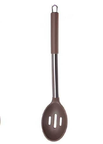 Silicone slotted spoon with silicone tube handle