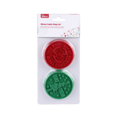 Silicone cookie stamp with wooden handle