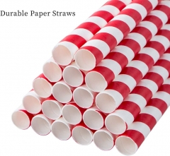 Red Striped Cardboard Sraws 100pcs/bag