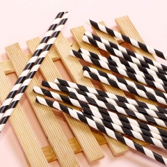 Black and White Striped Eco friendly Straws 144pcs/bag