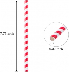 Red Striped Cardboard Sraws 100pcs/bag