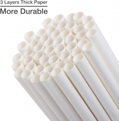 Custom White Paper Drinking Straws 100 Pack