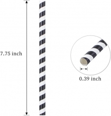 Black Striped Disposable Straws 100pcs/pack