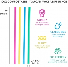 9 Inch Long Wide Drinking Plastic Straw 100 Pack