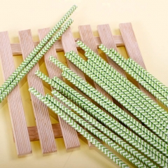 Custom Wave Patterned Green Straws 100 Pack