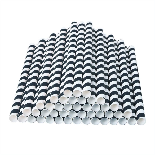 Black Striped Disposable Straws 100pcs/pack