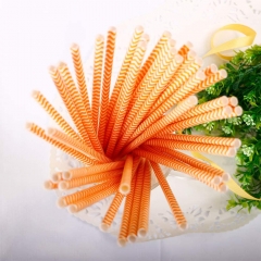 Orange Striped Disposable Custom Straw 100 Pack