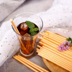 Orange Striped Disposable Custom Straw 100 Pack