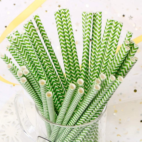Custom Wave Patterned Green Straws 100 Pack