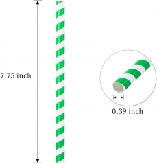 Green Striped Decorations Cardboard Straws 100 pack