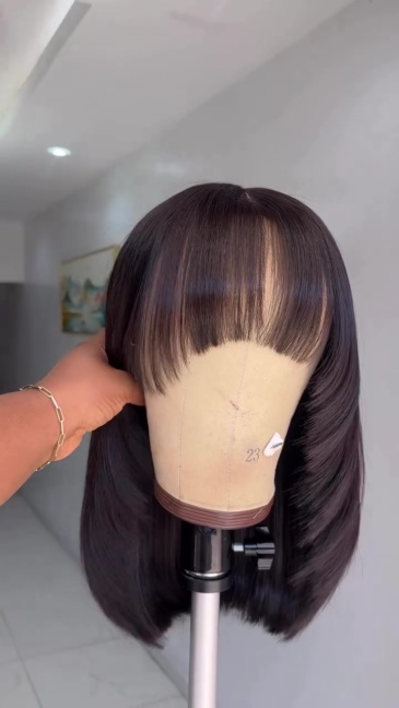 Raw 2x6 HD Lace Straight Fringe Bangs Wig
