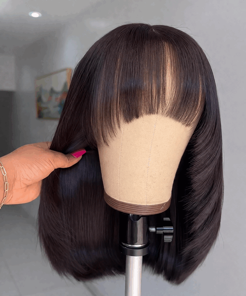 Raw 2x6 HD Lace Straight Fringe Bangs Wig