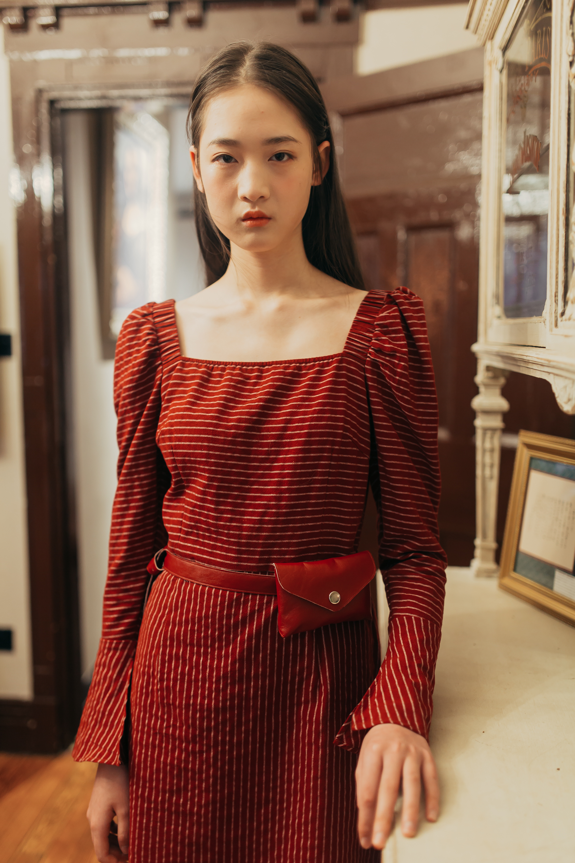 Dark Red Stripe Dress