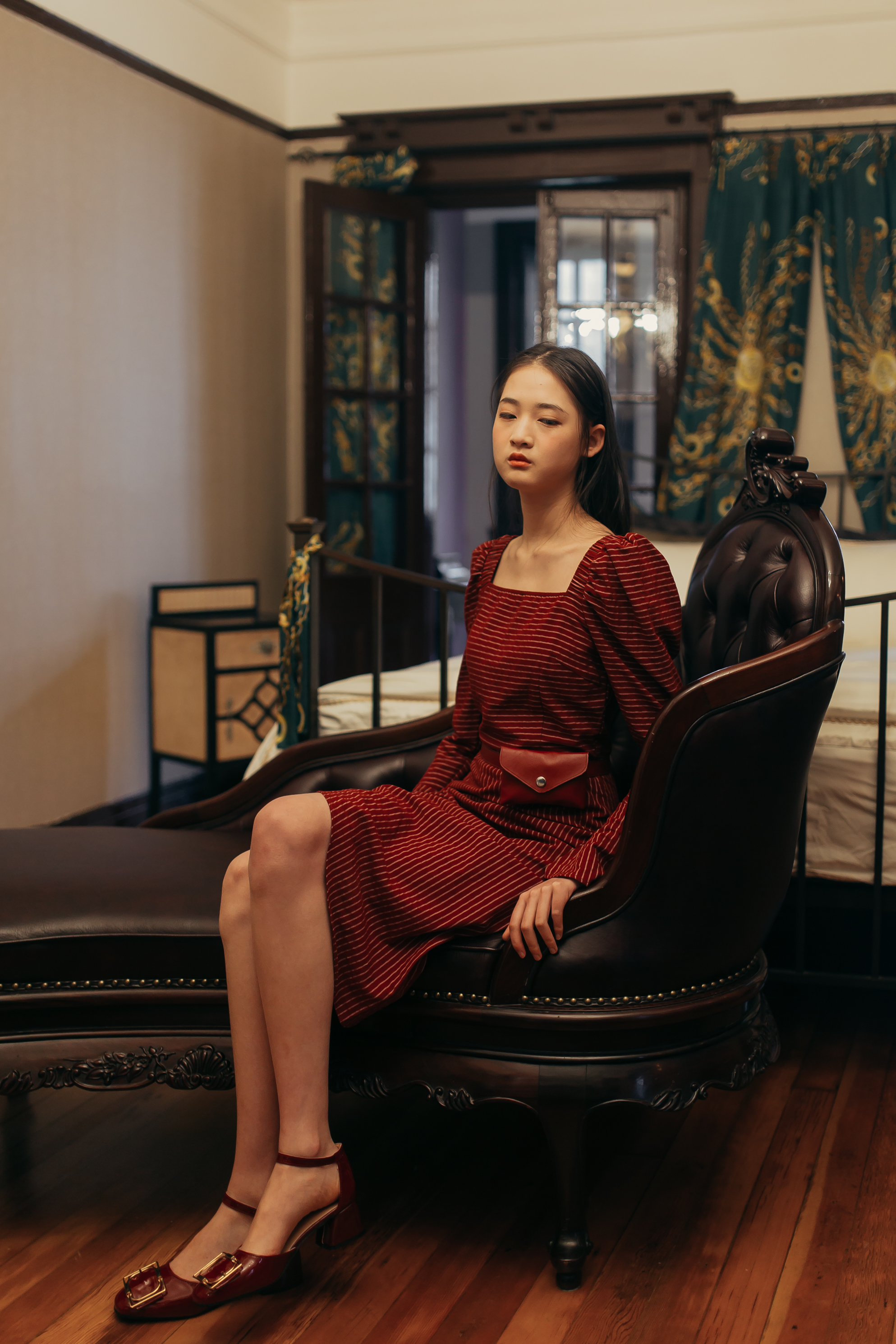 Dark Red Stripe Dress