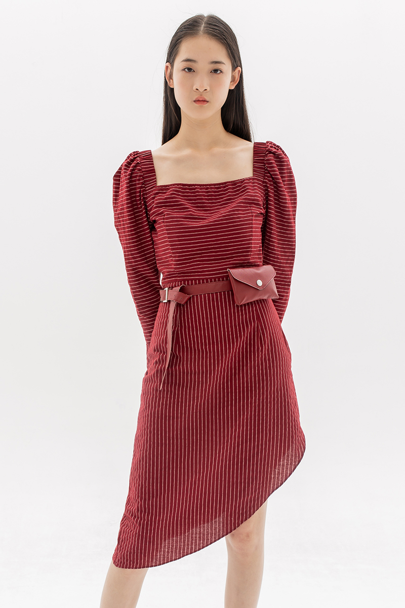 Dark Red Stripe Dress