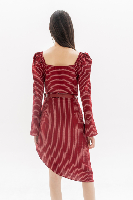 Dark Red Stripe Dress