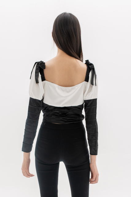 Black-White Satin Top
