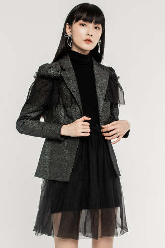 Black Silver Dotted Blazer