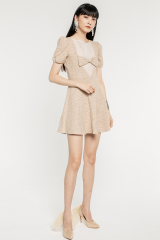 Khaki Knit Organza Splicing Dress