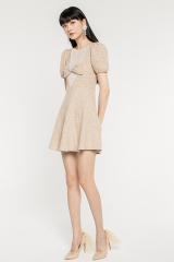 Khaki Knit Organza Splicing Dress