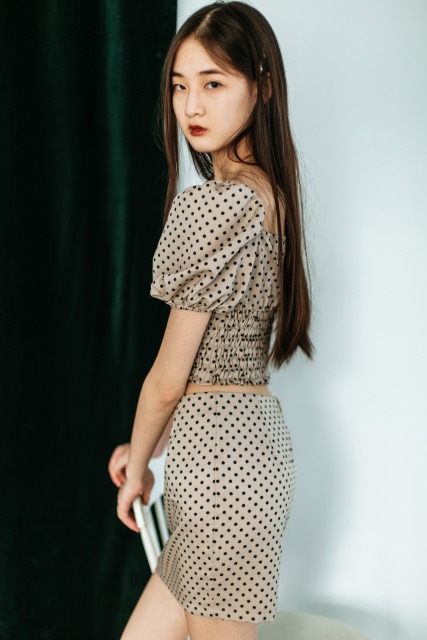 Khaki Dotted Set