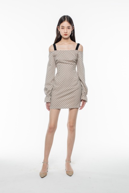 Khaki Dotted Dress