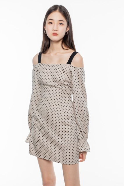 Khaki Dotted Dress