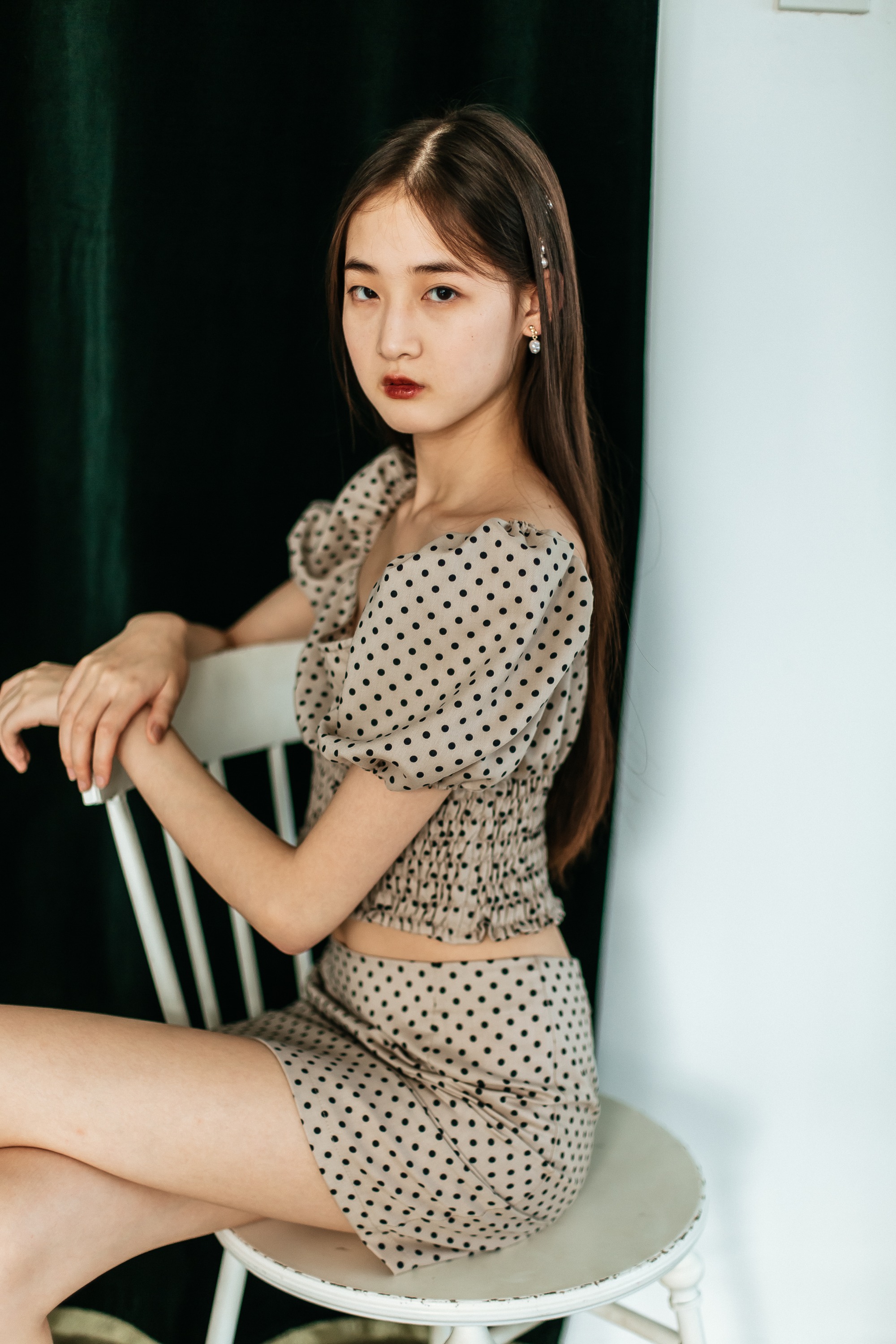 Khaki Dotted Set