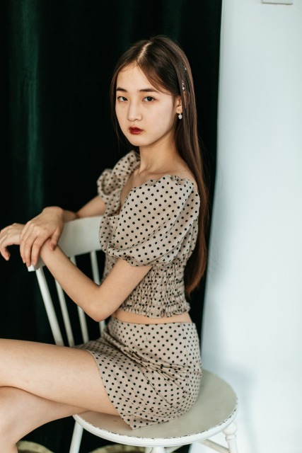 Khaki Dotted Set