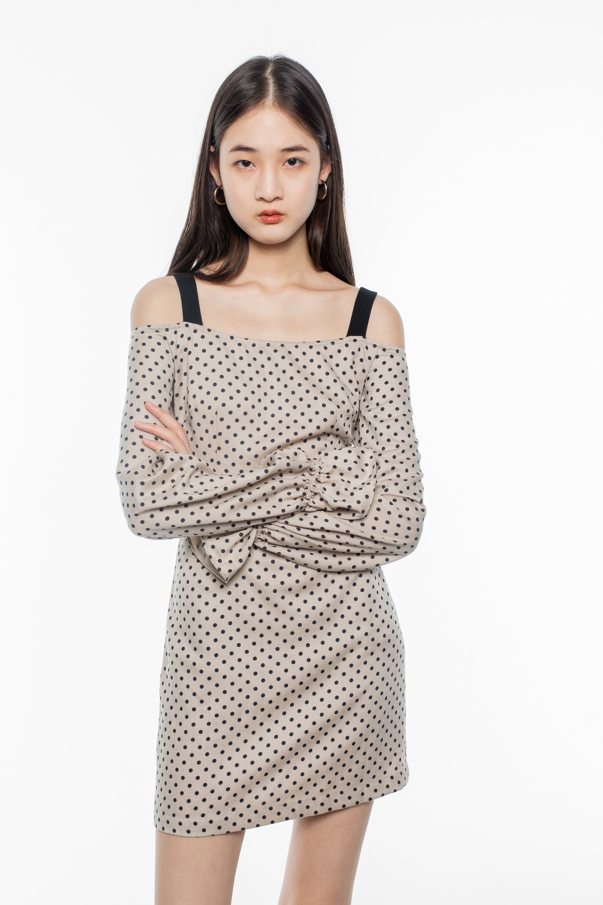 Khaki Dotted Dress