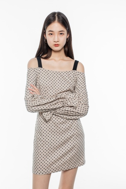 Khaki Dotted Dress