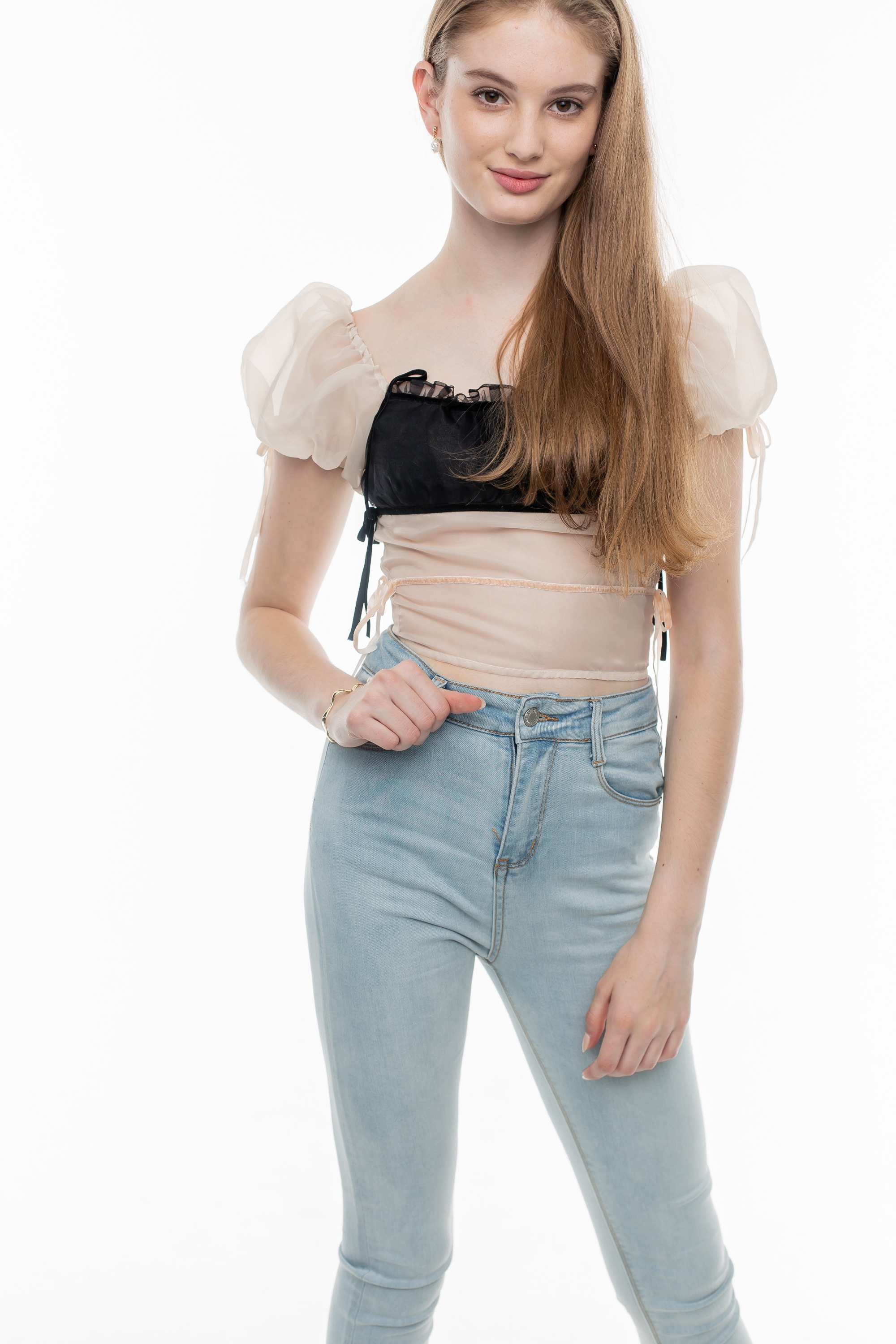 Apricot Organza Top