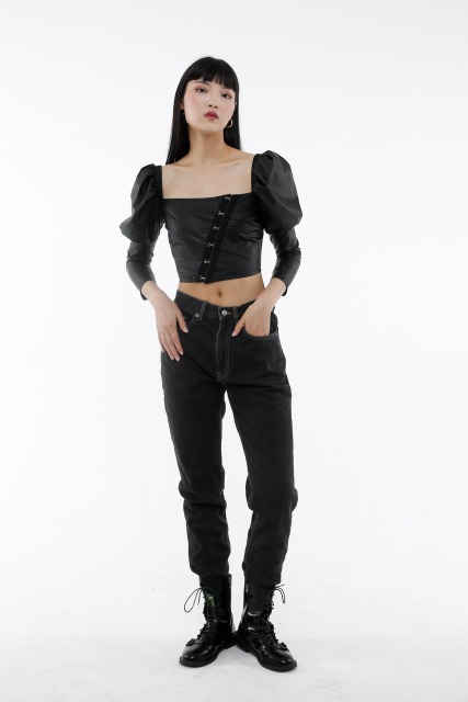 Black Leather Crop Top