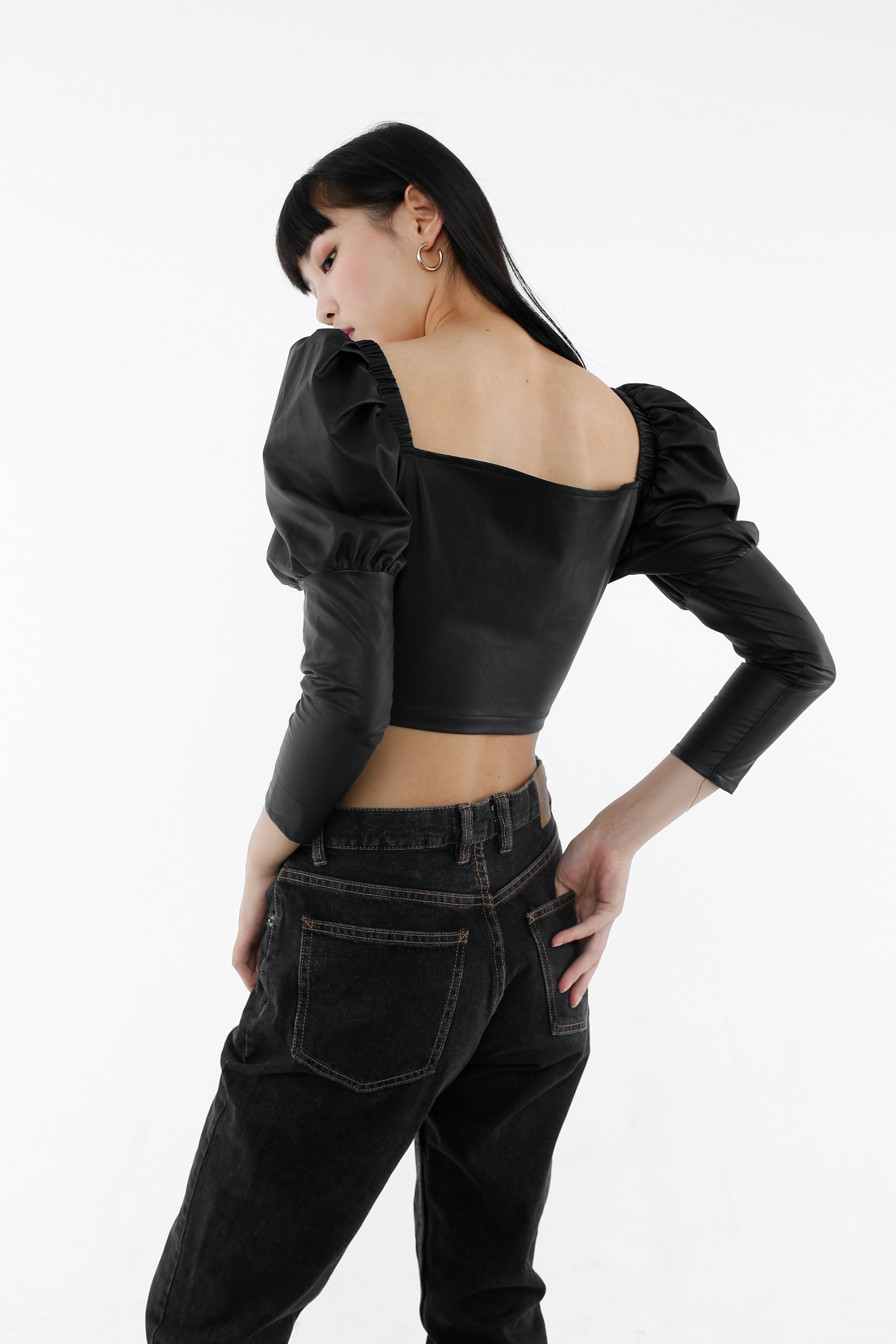 Black Leather Crop Top