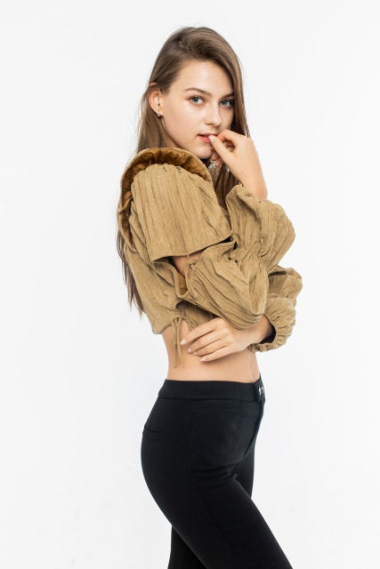 Khaki Hollowed-Out Top